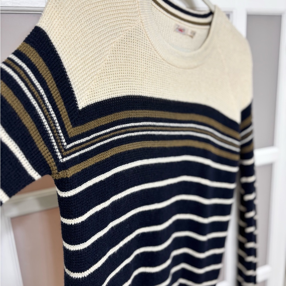 Faherty Striped Crewneck Sweater Organic Cotton Cashmere Blend Size S - Picture 3 of 6